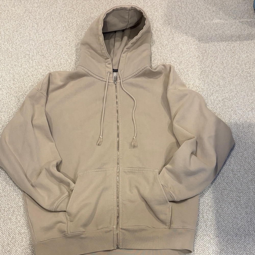 Brandy Melville Tan Zip-Up Sweater